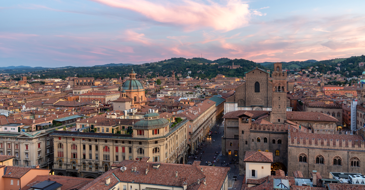 Bologna: cityscape at sunset.