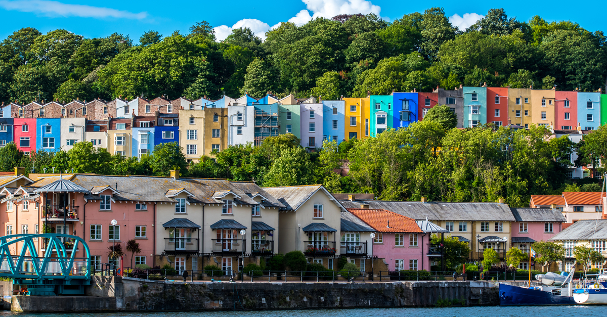 Bristol: famous colourful houses of the city.