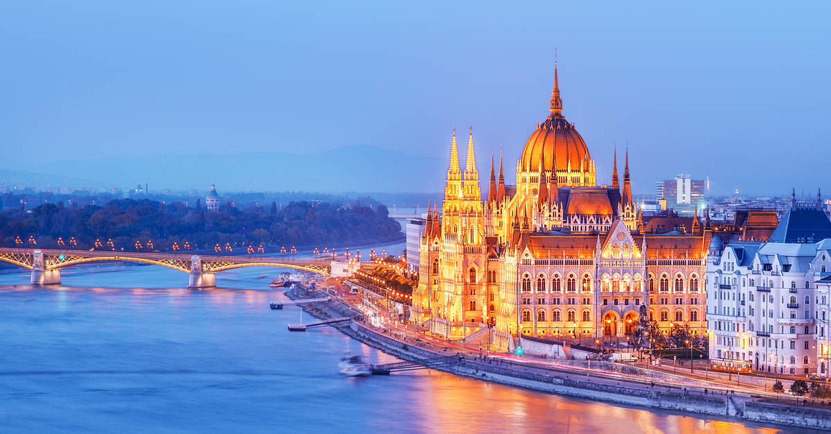 Budapest: night view on Parliament.