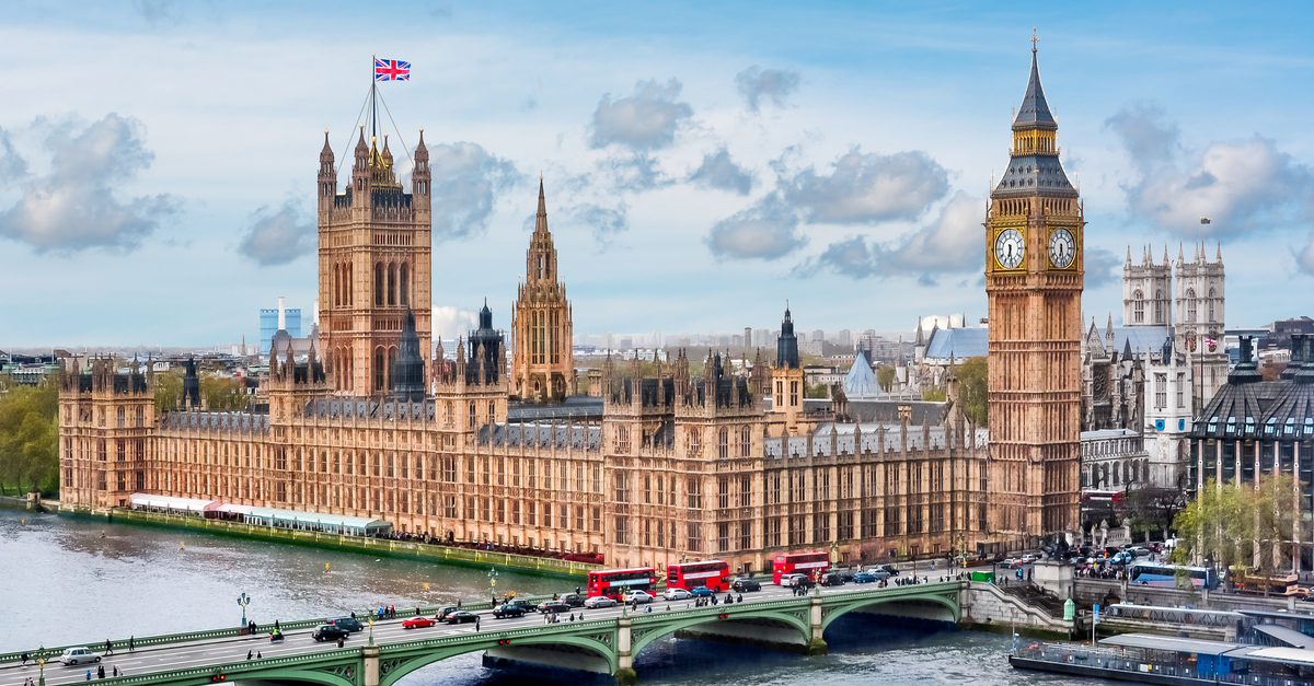 London: Houses of Parliament and Big Ben Tower at Westminster.