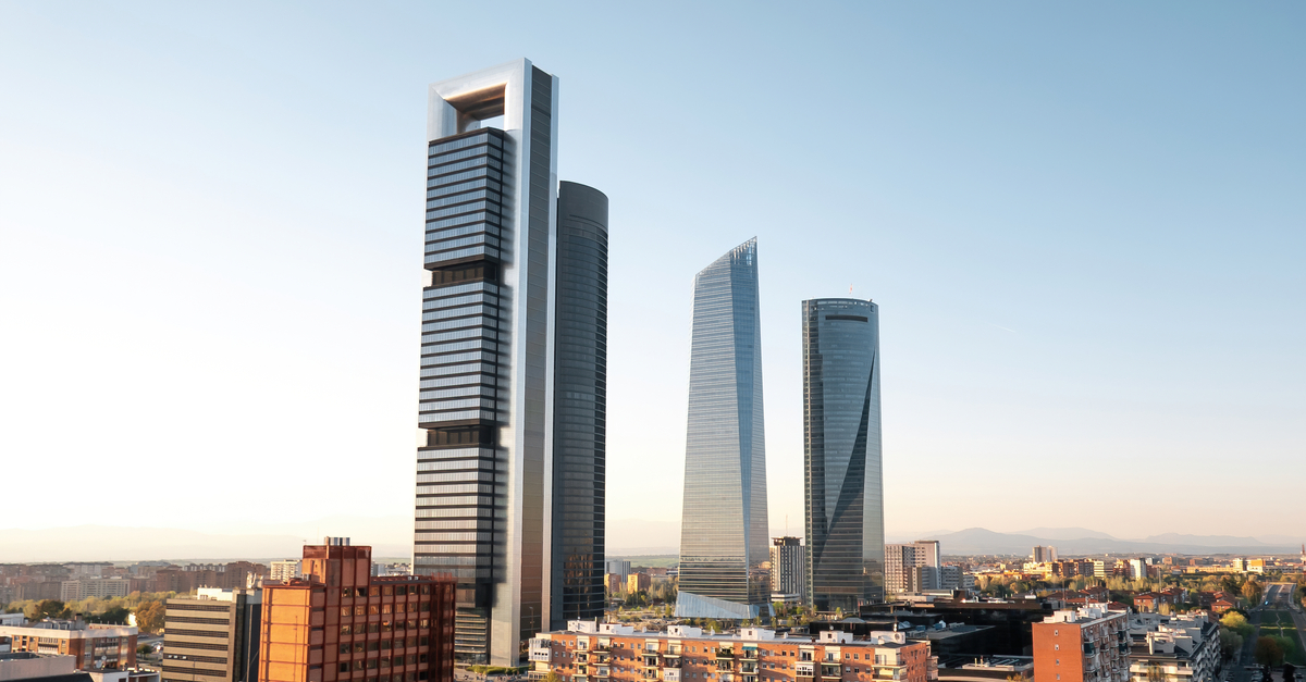 Madrid: Four Towers at sunset.