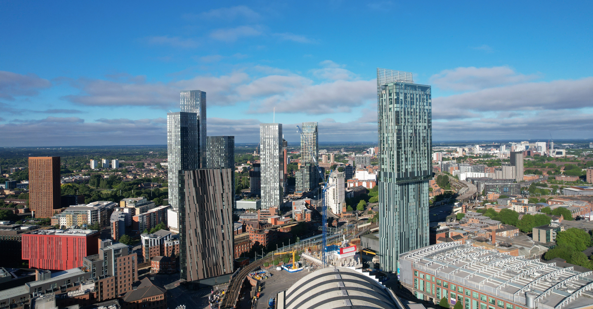 Manchester: Aerial view of the city centre.
