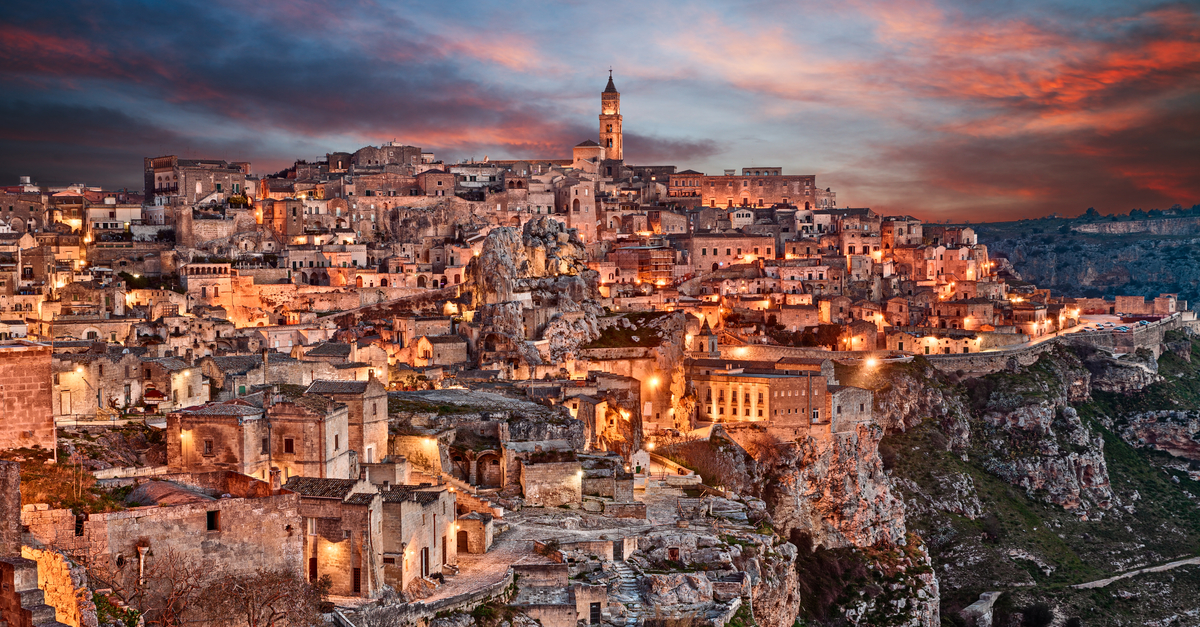Matera: View of the Basilicata at dawn.
