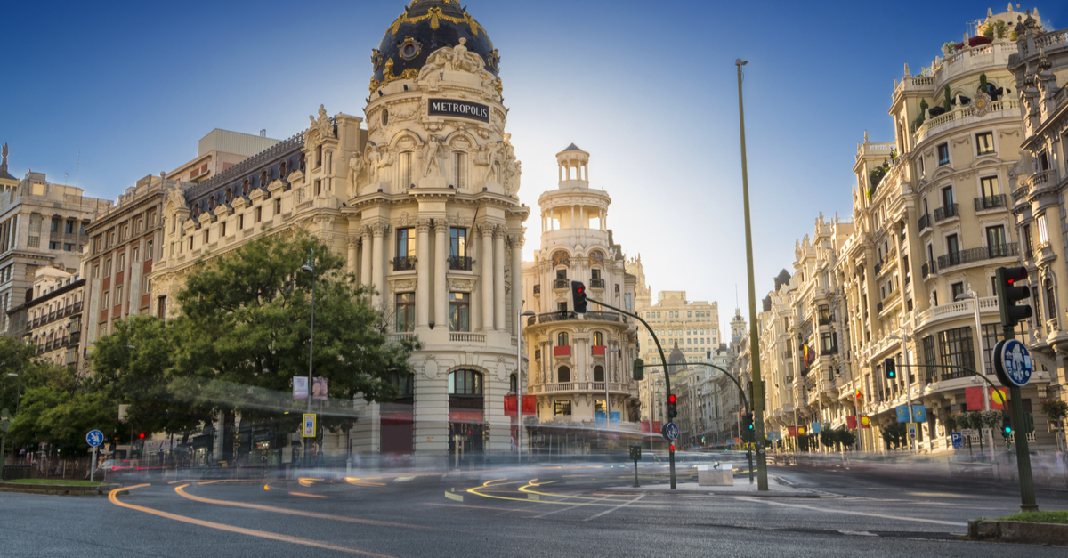 Berühmtes Metropolis-Gebäude in Madrid.