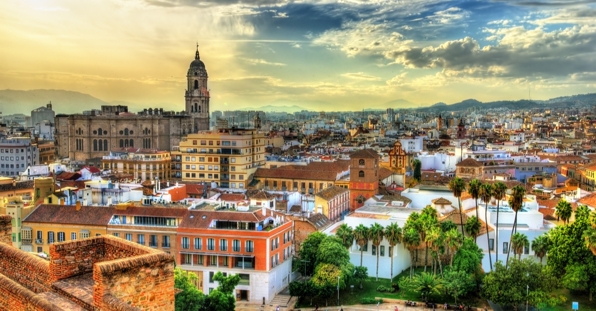 Aerial view of Malaga and the cathedral
