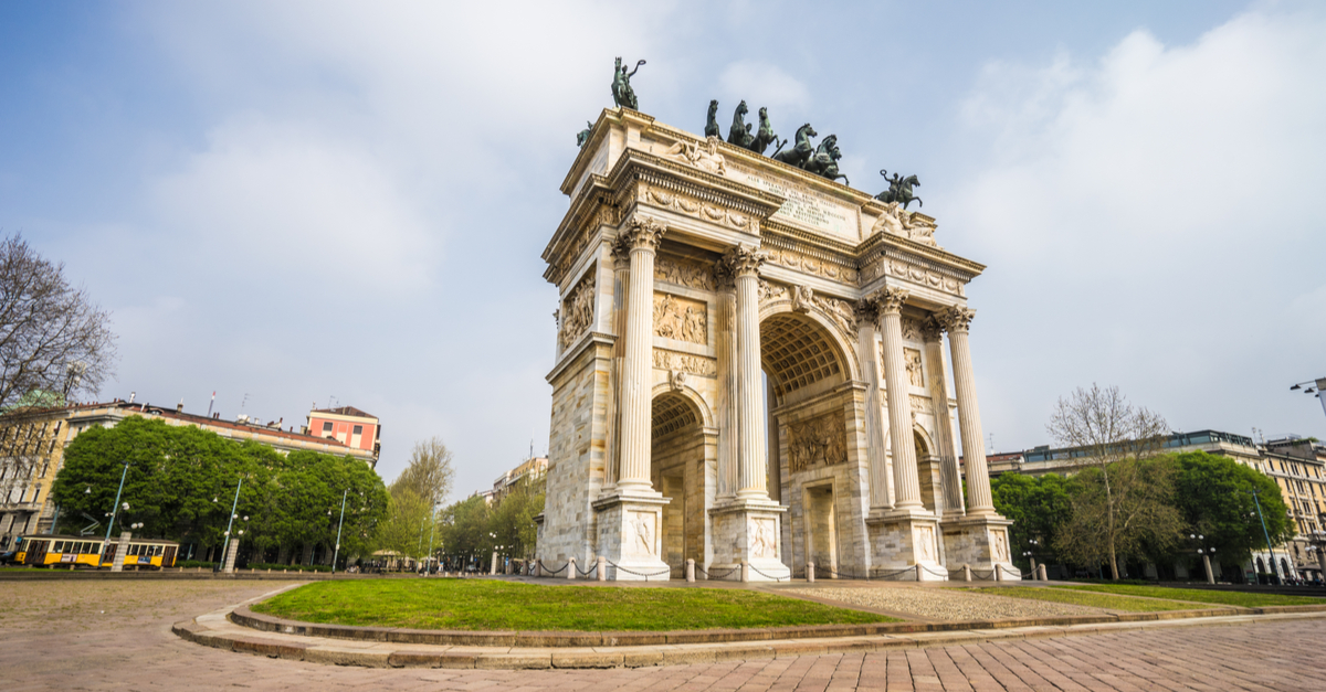 Peace arch or Sempione gate in Milan.