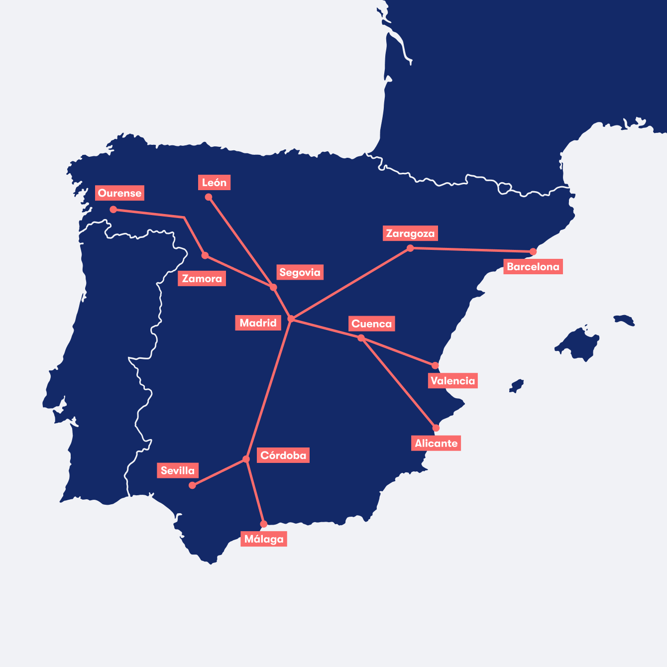 mapa del tren espana