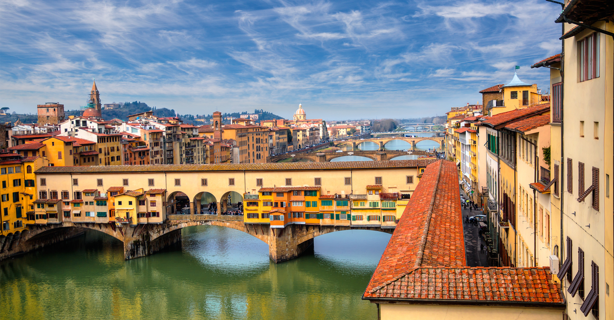 Die Kanäle und Brücken von Florenz.