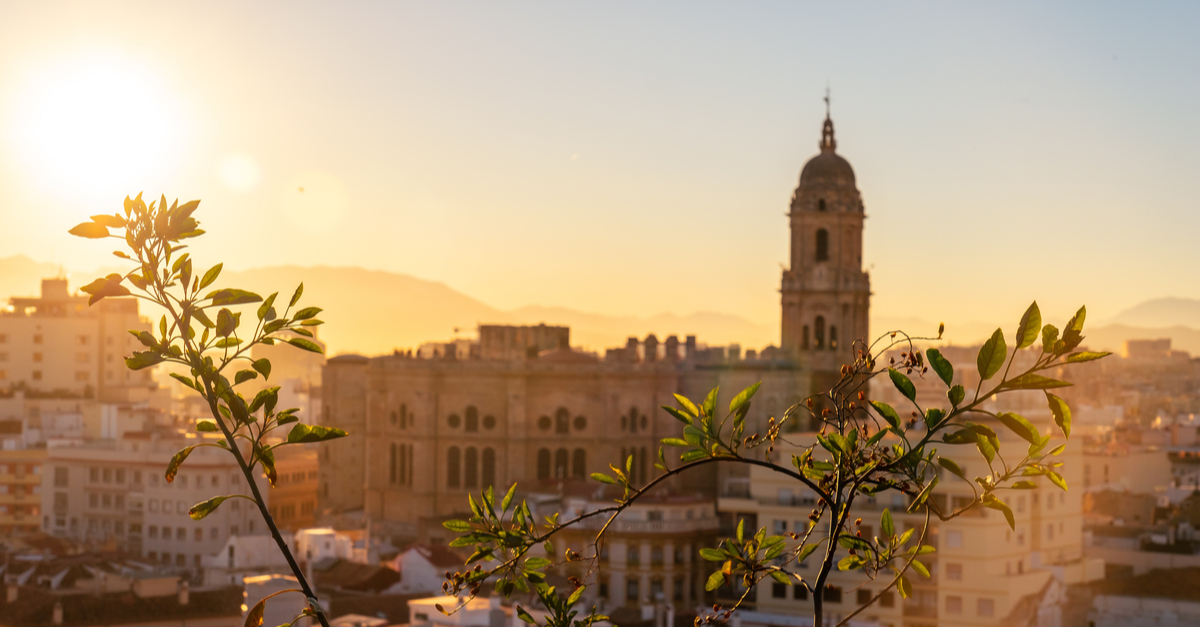 Catedral de Málaga ar amanecer.
